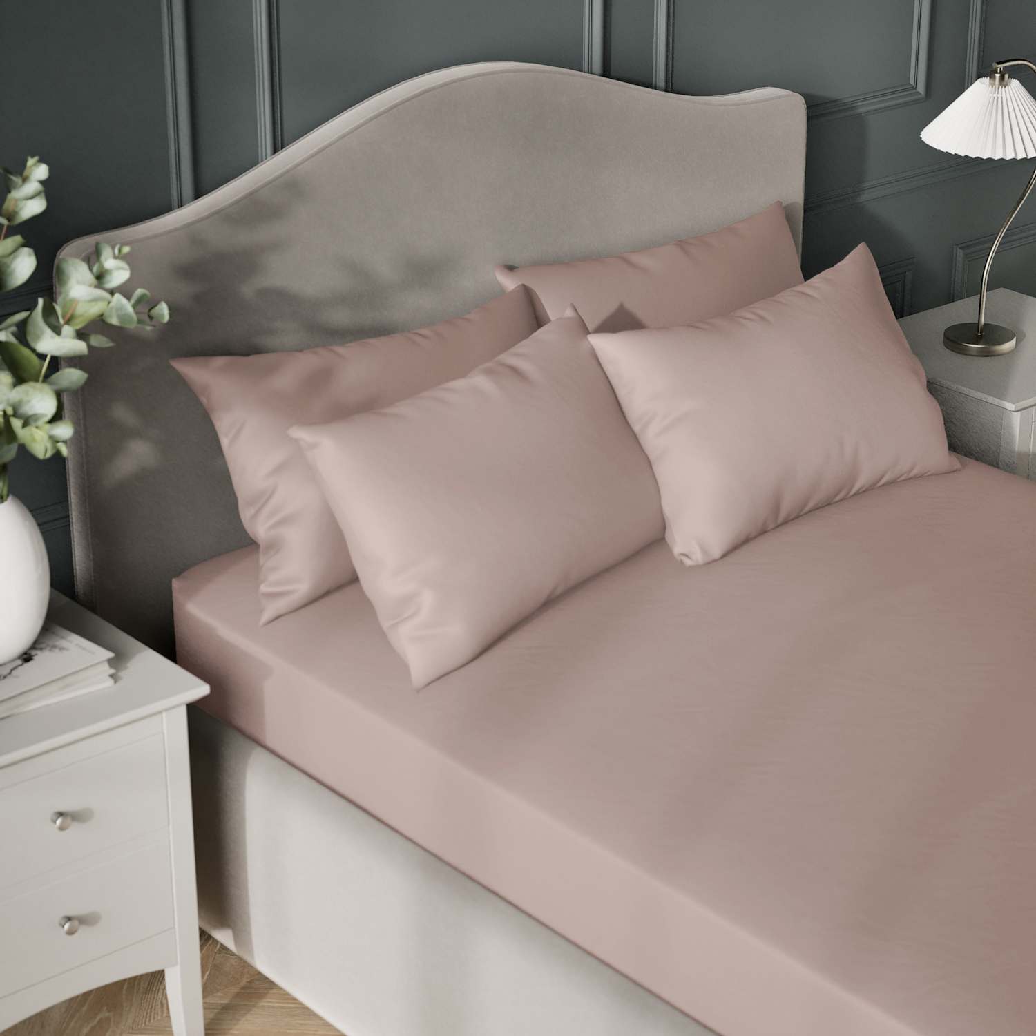 M&S Egyptian Cotton 400 Thread Count Silky Deep Fitted Sheet - Super King Size (6 ft) - Blush Pink