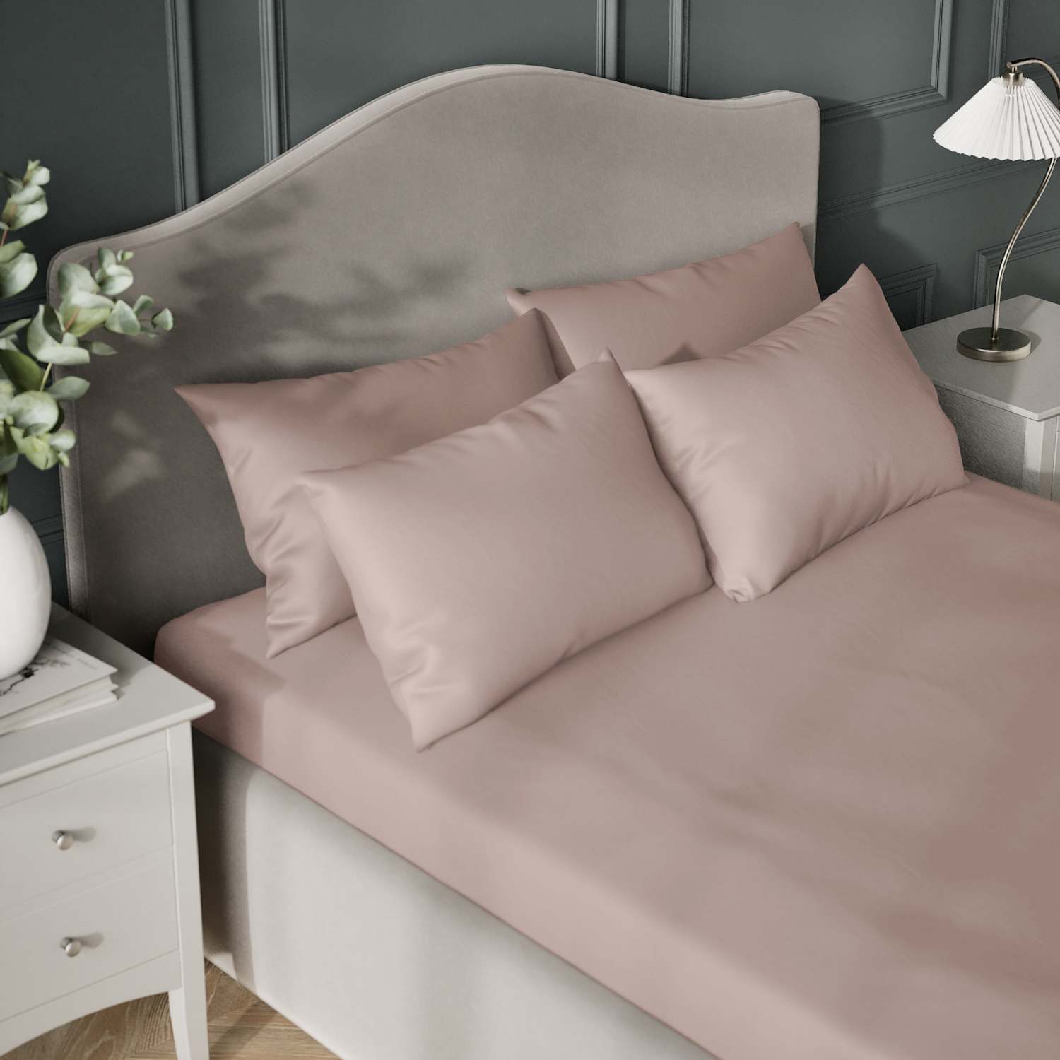 M&S Egyptian Cotton 400 Thread Count Silky Flat Sheet - Super King Size (6 ft) - Blush Pink
