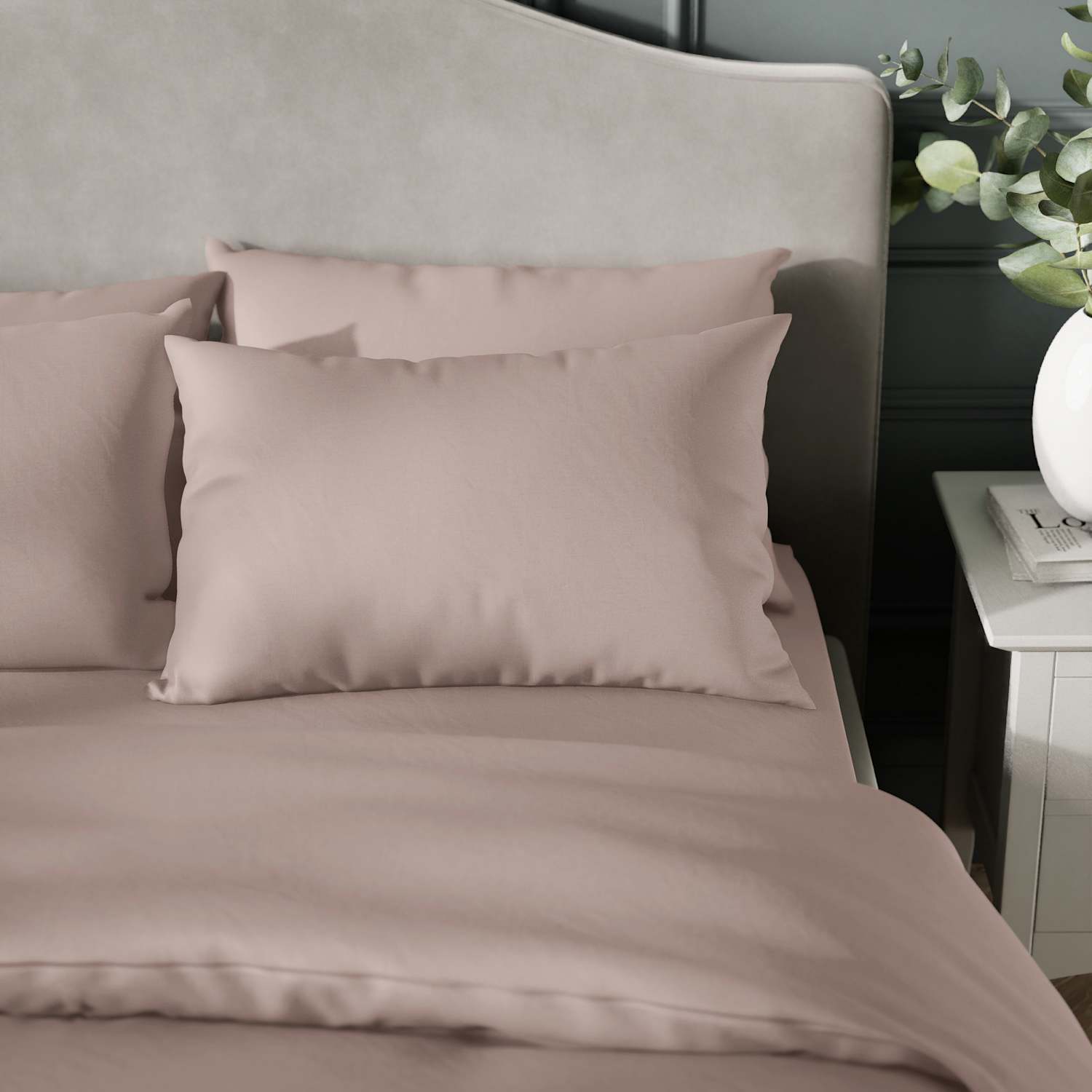 M&S 2 Pack Egyptian Cotton 400 Thread Count Silky Pillowcases - Blush Pink
