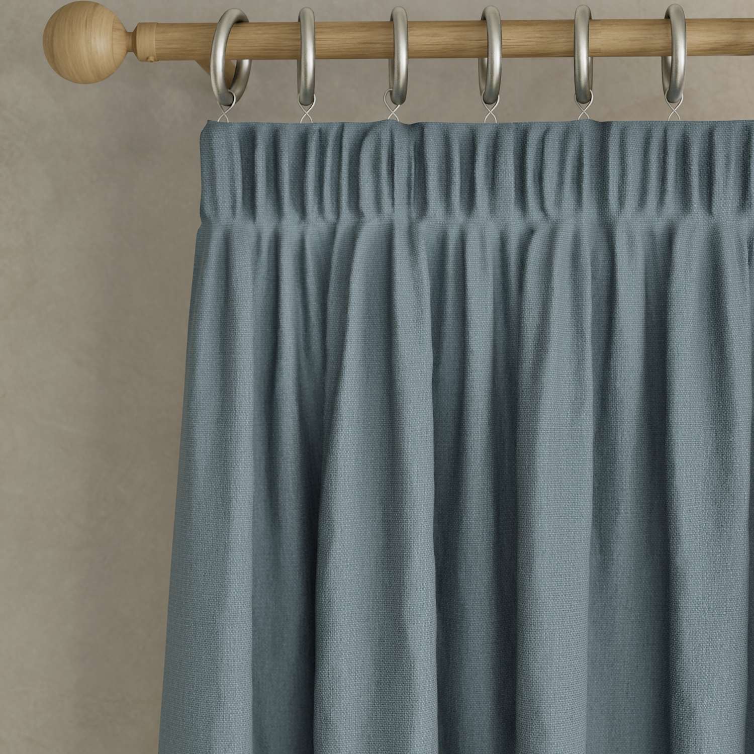 M&S Brushed Pencil Pleat Blackout Thermal Curtains - W218cm, Drop 229cm - Blue
