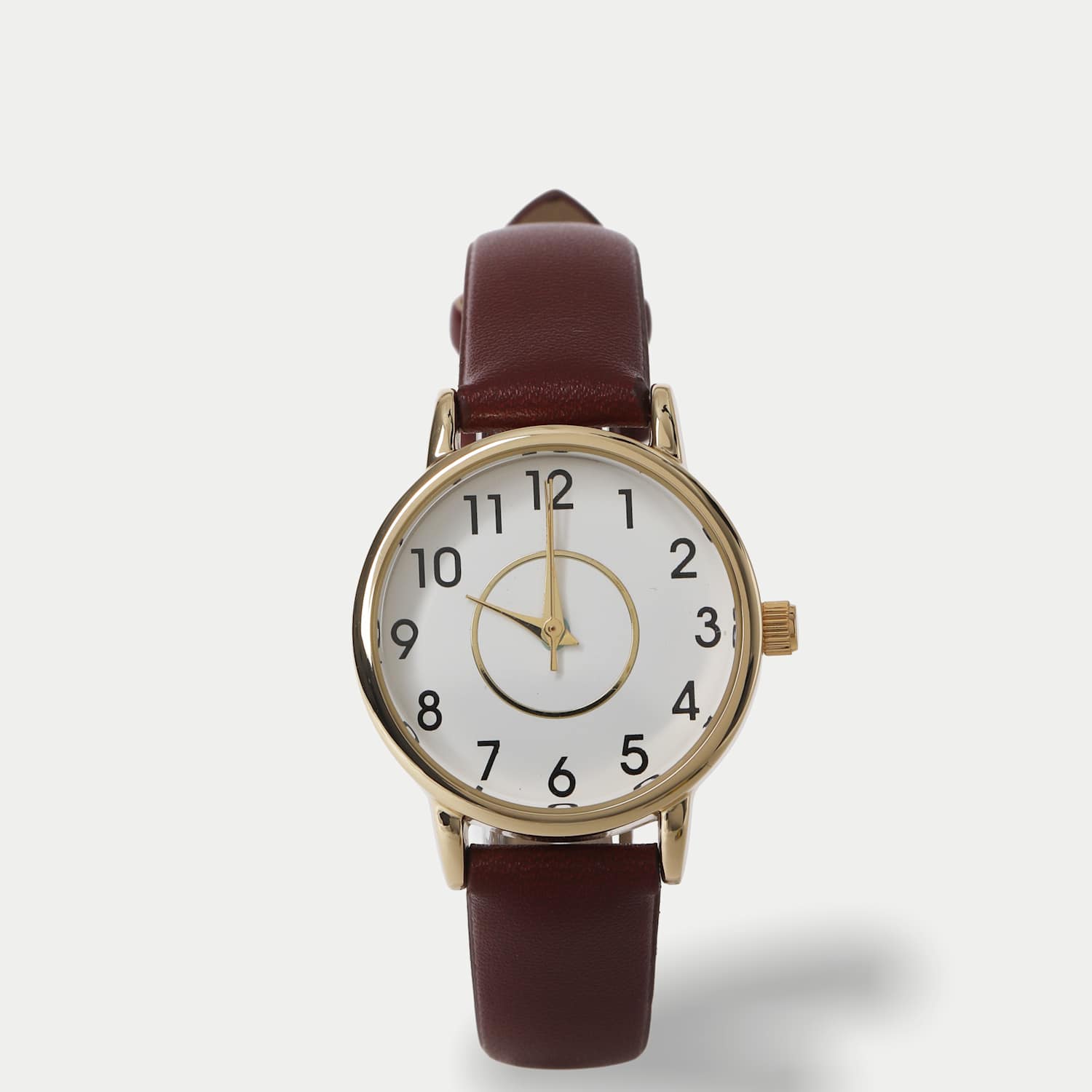 M&S Girls MINIMALIST FAUX LEATHER STRP WATCH - Burgundy