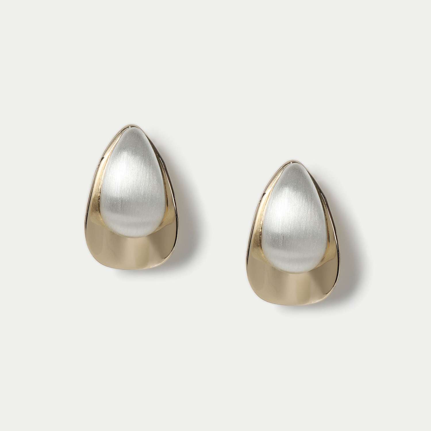 M&S Women's Mixed Metal Brushed Stud Earrings - White