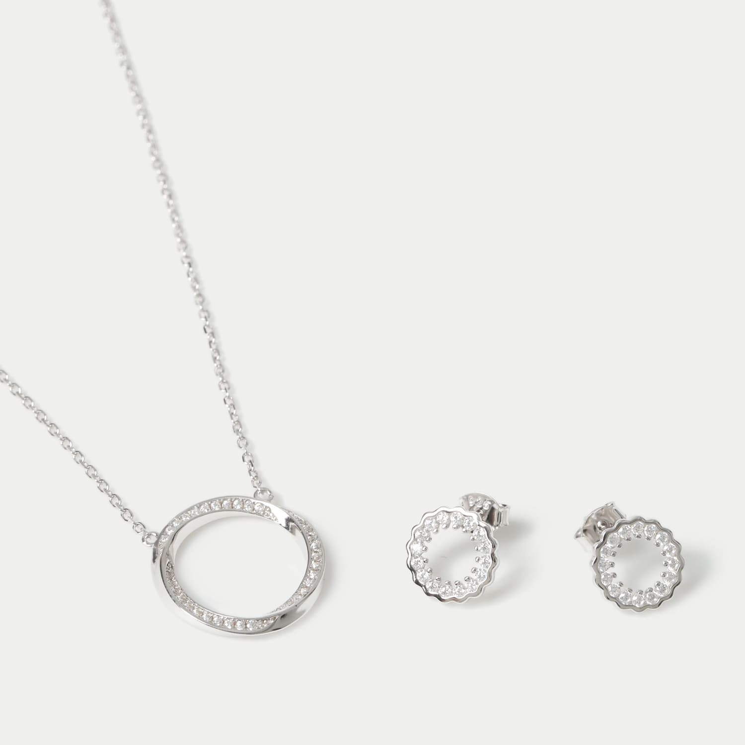 M&S Women's Sterling Silver Earring Necklace Set