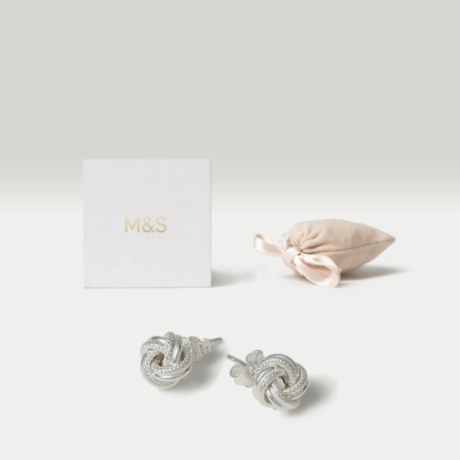 M&S Women's Sterling Silver Knot Stud Earrings