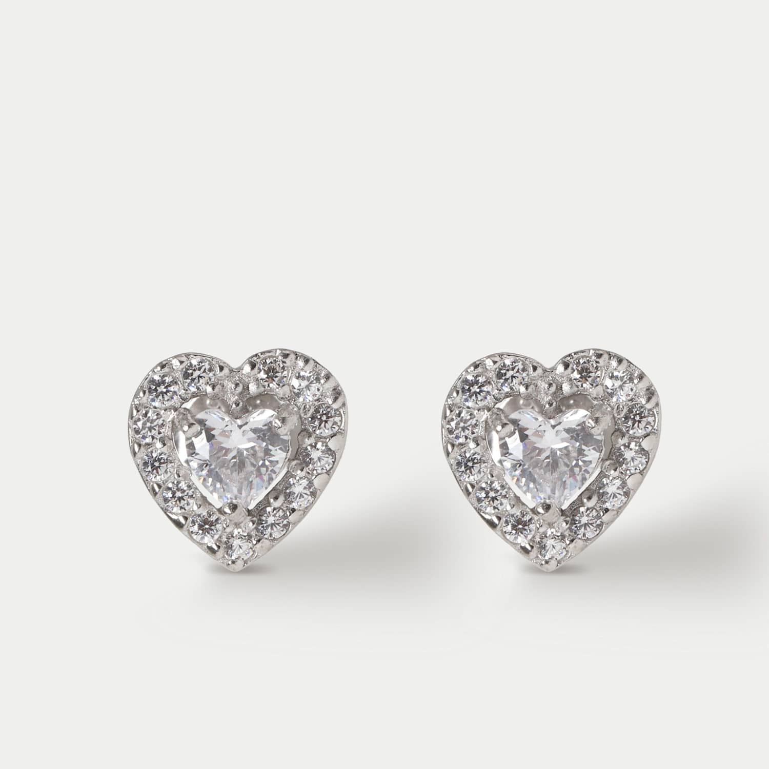 M&S Women's Sterling Silver Heart Stud Earrings