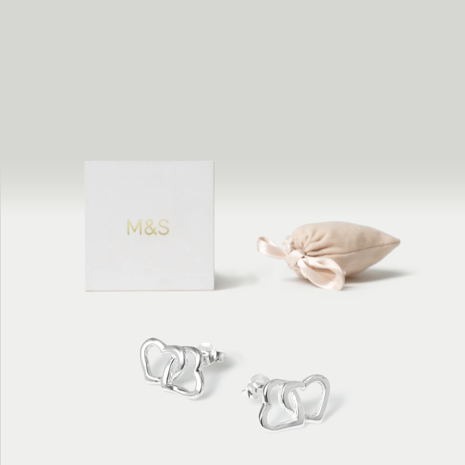 M&S Girls Sterling Silver Heart Stud Earrings