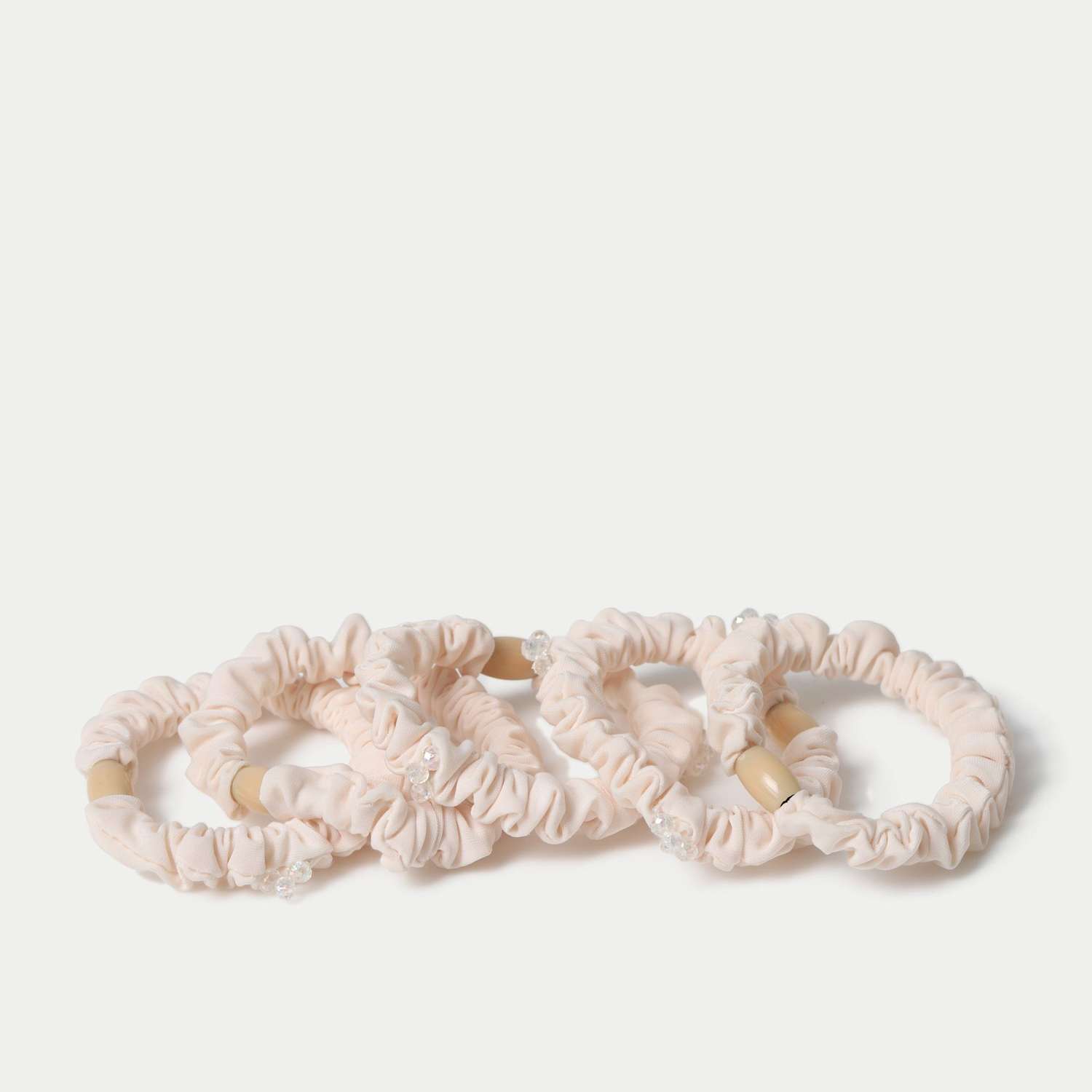 M&S Women's 5 Pack Cream Bead Scrunchie - Pink