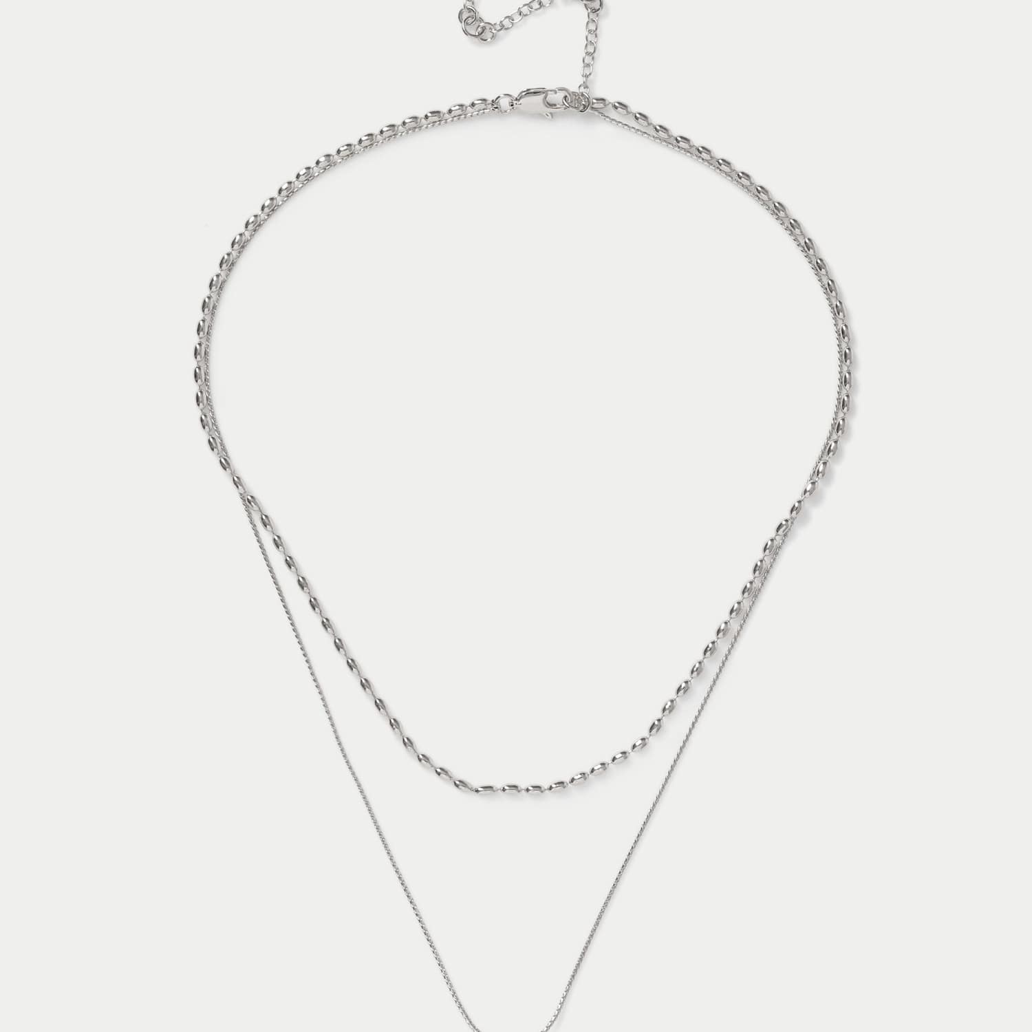 M&S Women's Sphere Multi Row Necklace - Small-Medium - Silver