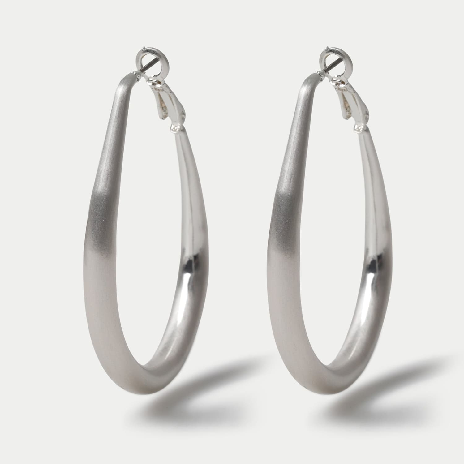 Women's Autograph Brushed Hoop Earrings - Small-Medium - Silver
