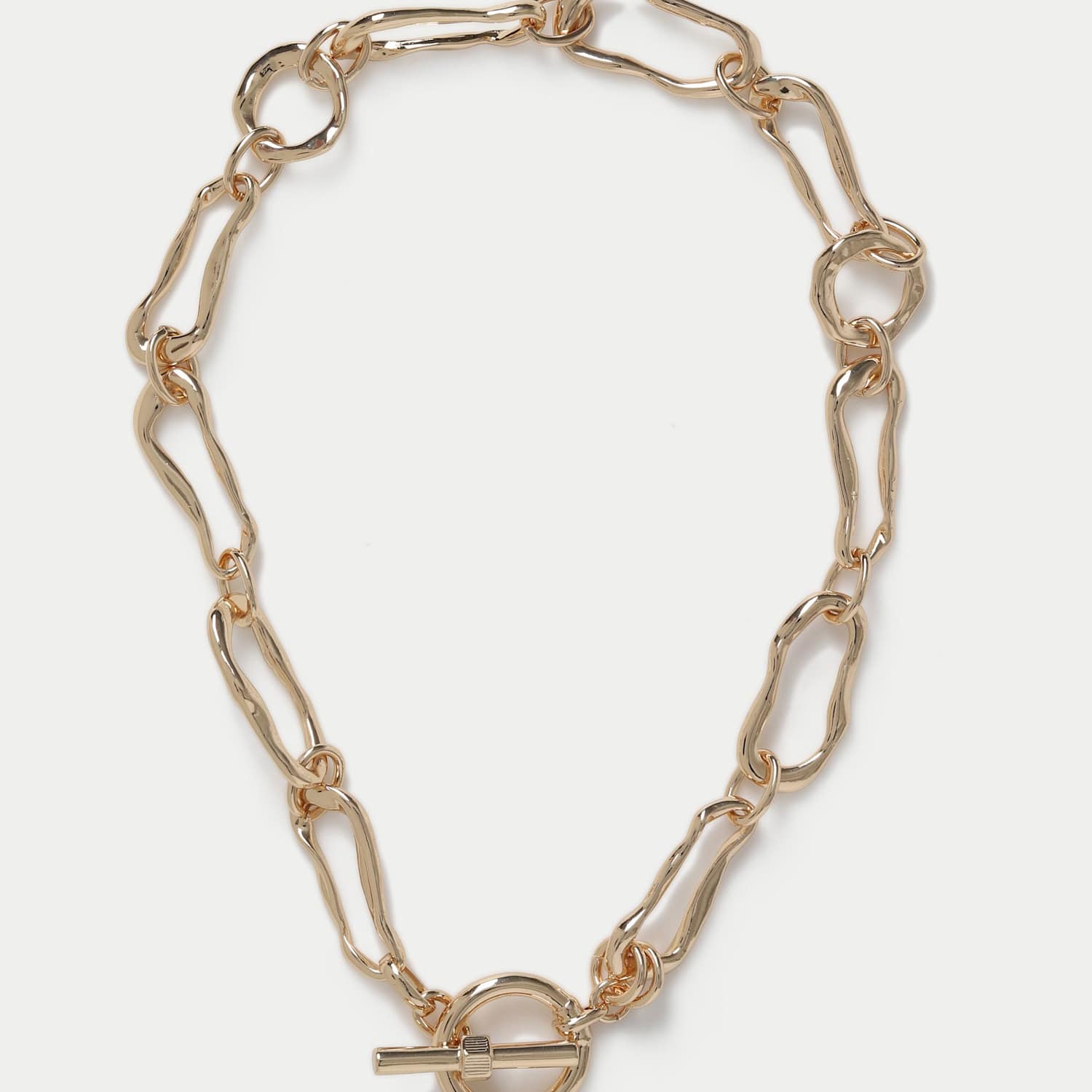 M&S Women's Wave Link T-Bar Chain Necklace - Small-Medium - Gold