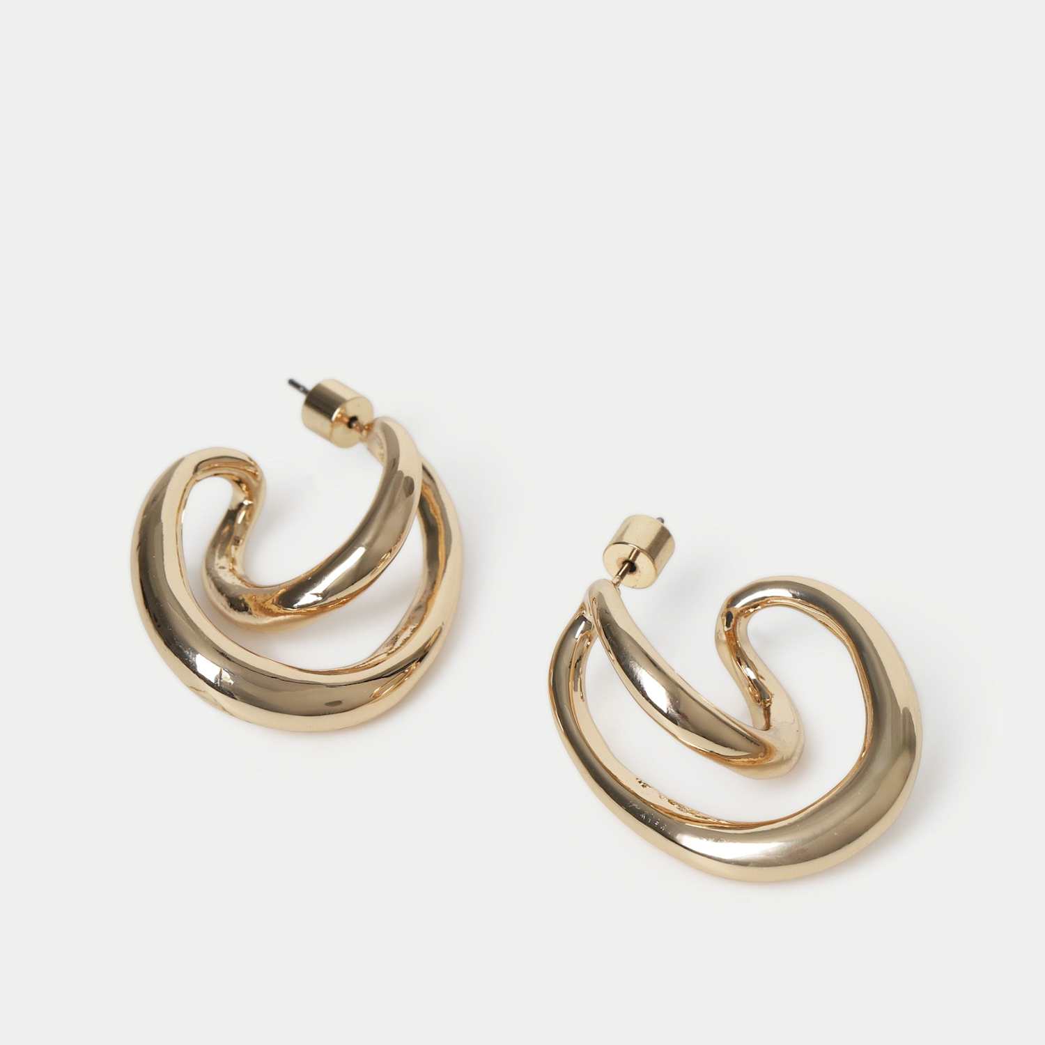 M&S Women's Irregular Loop Hoop Earrings - Small-Medium - Gold
