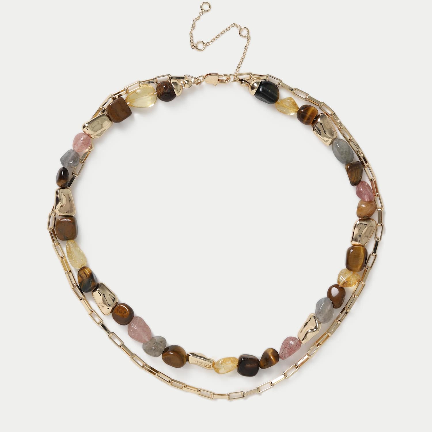 Autograph Women's Natural Stone Glass Multirow Necklace - Small-Medium