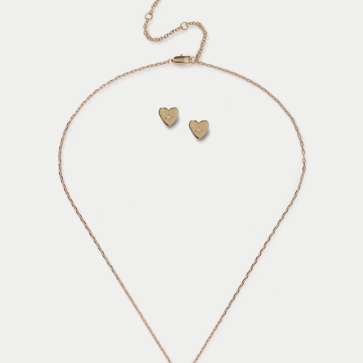 M&S Women's 14ct Gold Plated Necklace and Earrings - Small-Medium