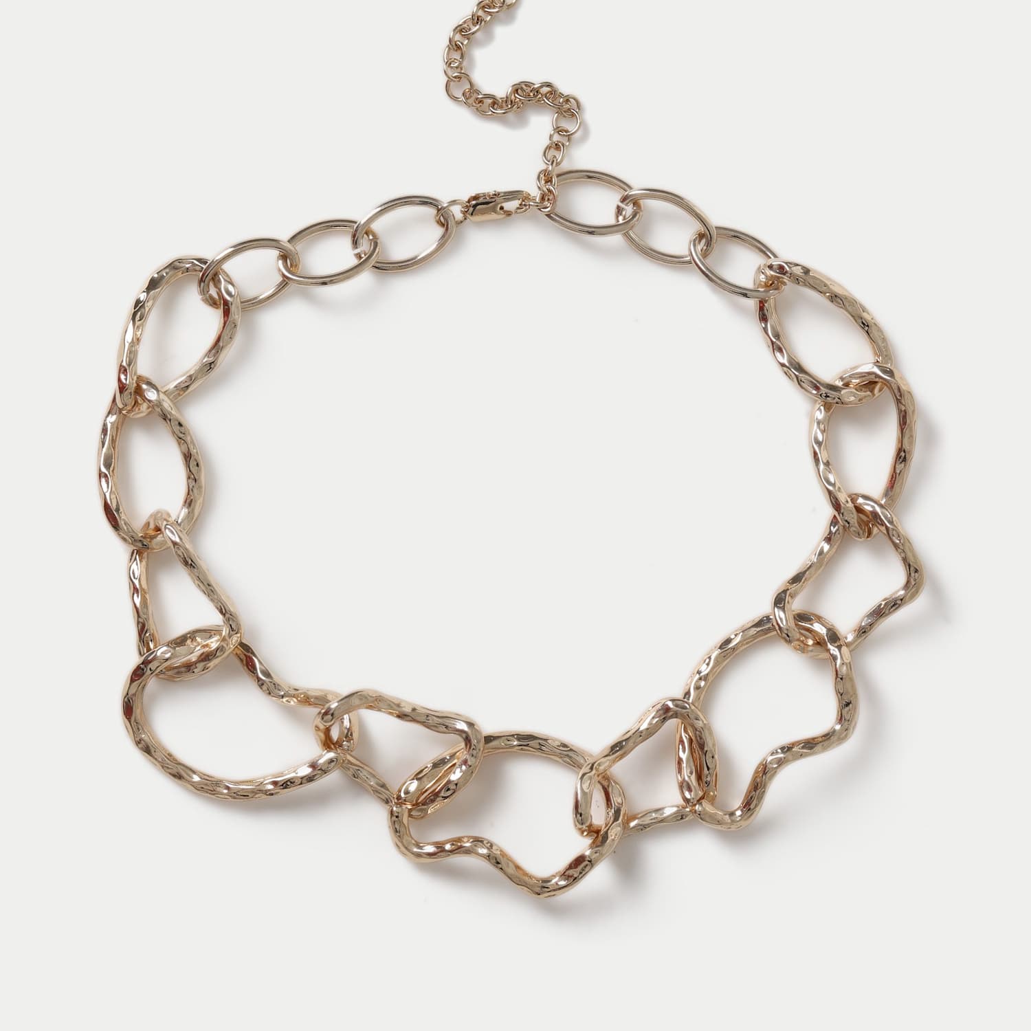M&S Women's Textured Irregular Link Necklace - Small-Medium - Gold