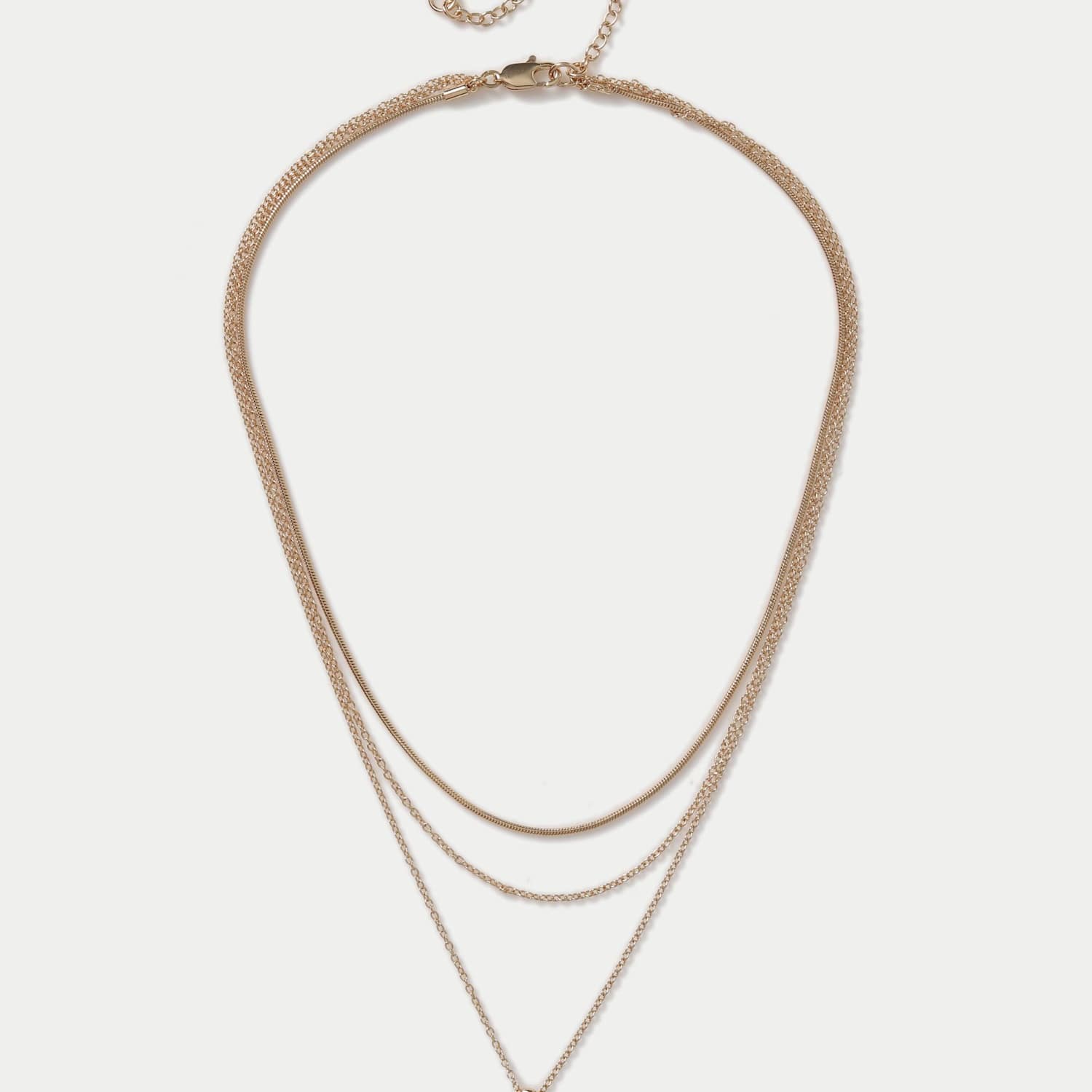 M&S Women's Rectangle Pendant Multirow Necklace - Small-Medium - Gold