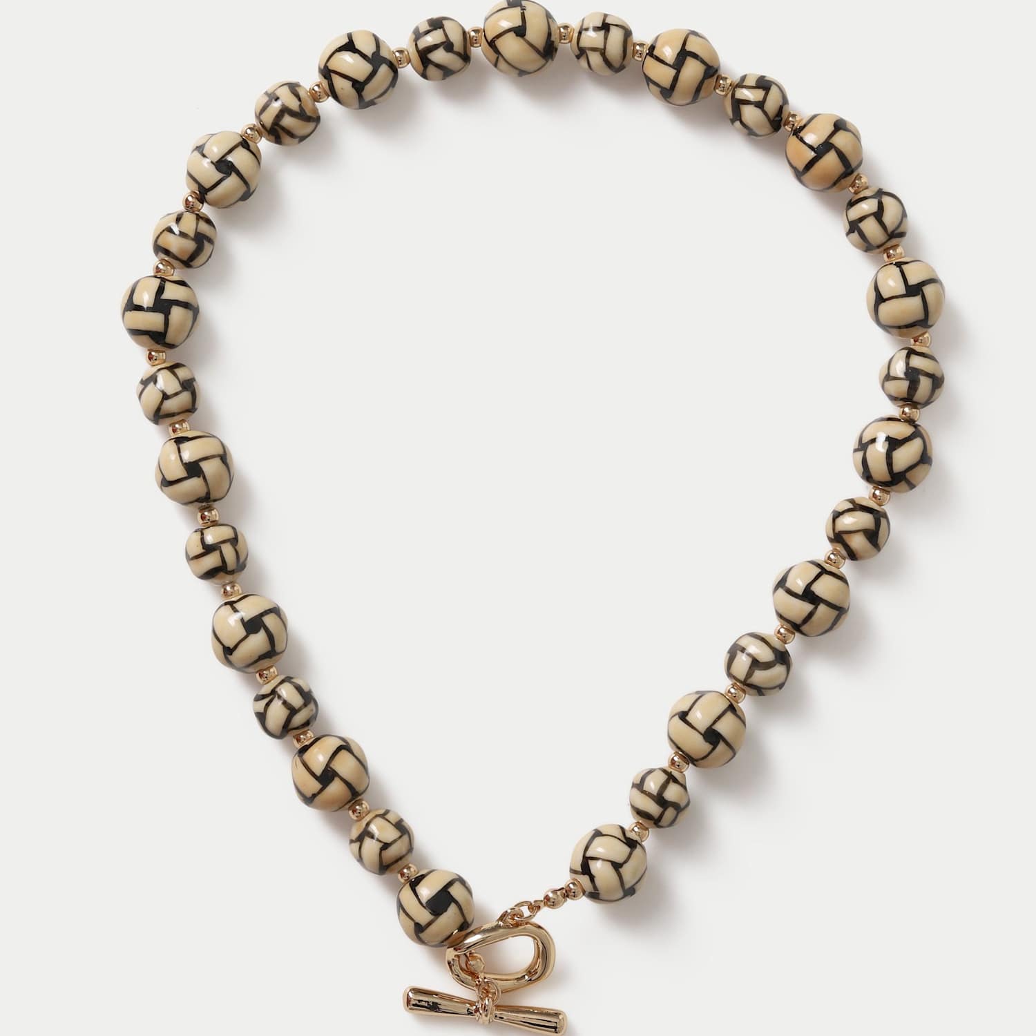 M&S Women's Sphere T-Bar Necklace - Small-Medium - White/Black