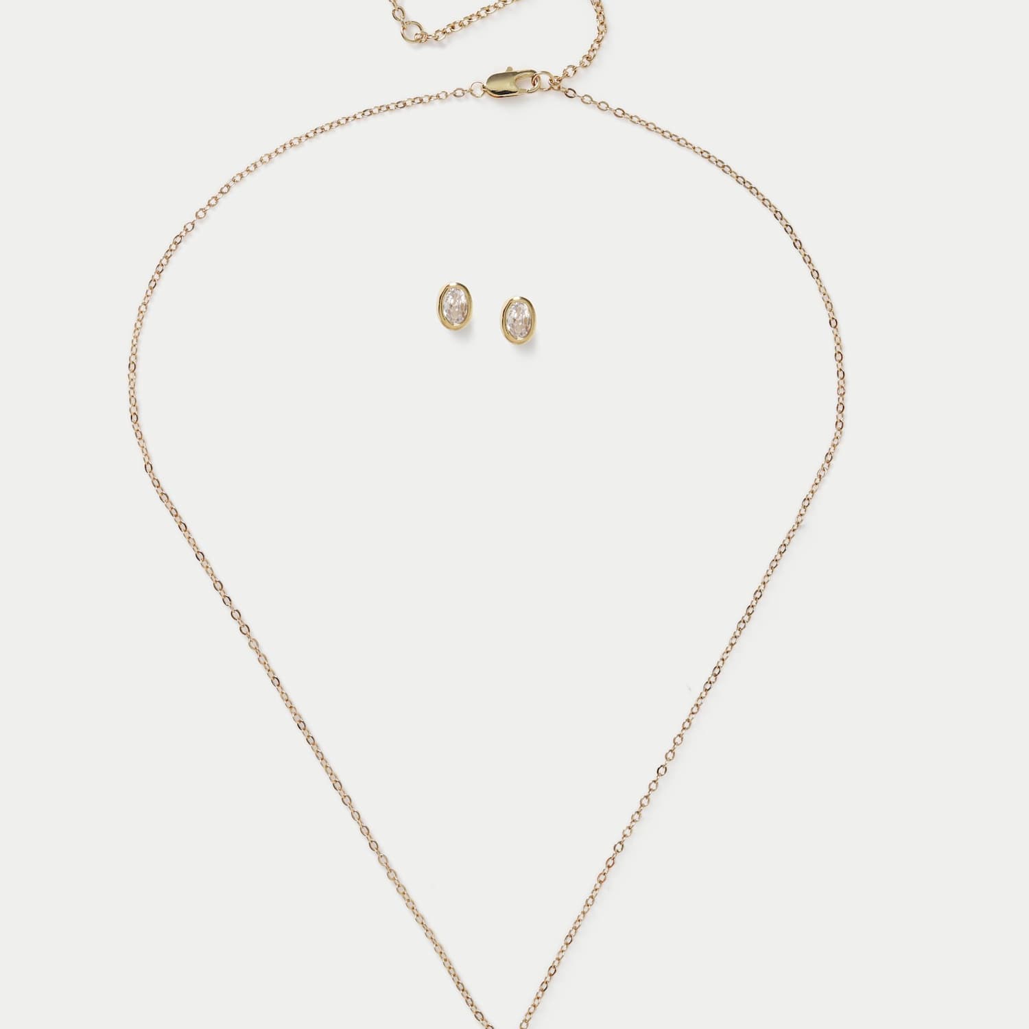 M&S Women's 14ct Gold Plated Necklace and Earrings - Small-Medium