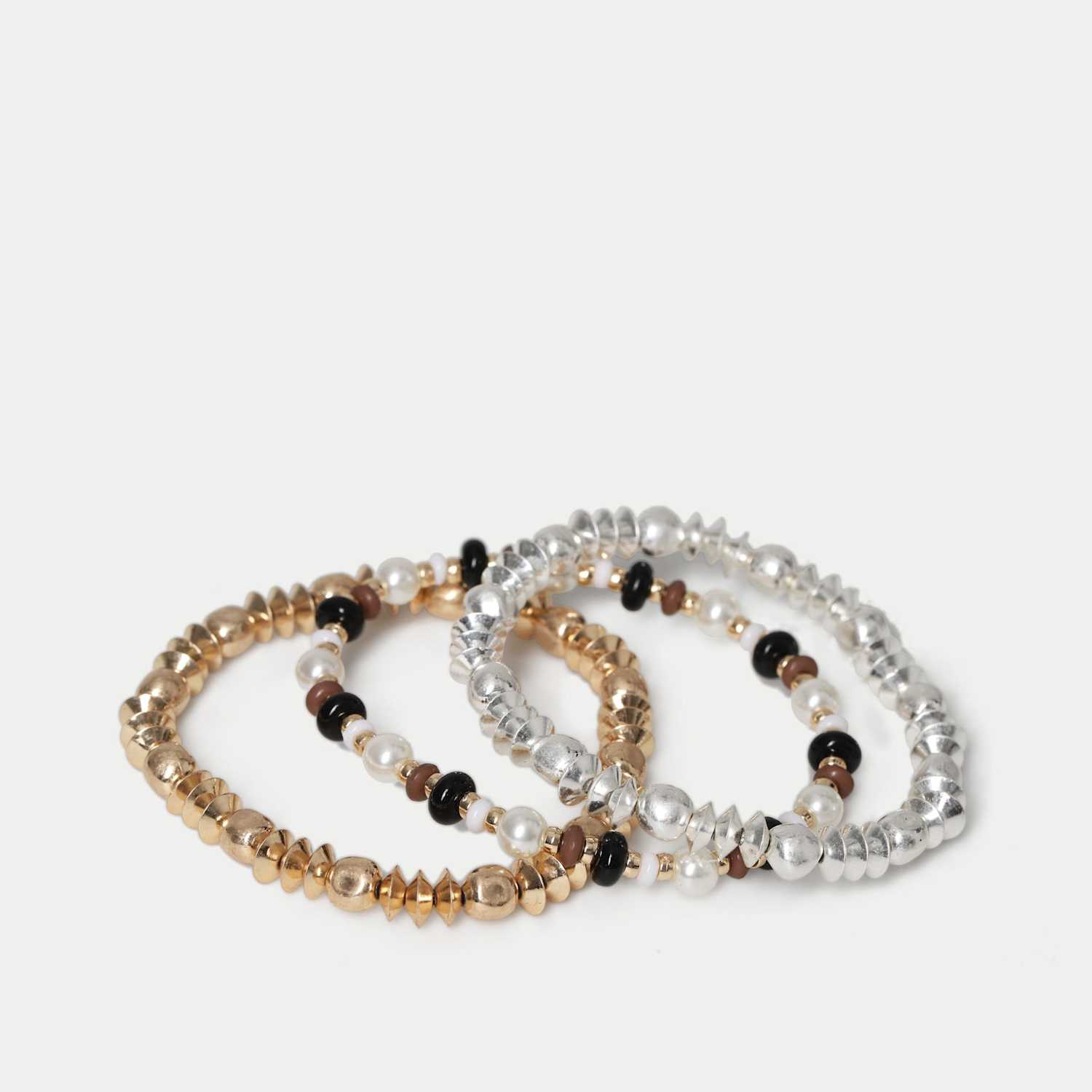 M&S Women's 3 Pack Beaded Stretch Bracelet - Small-Medium - Multi