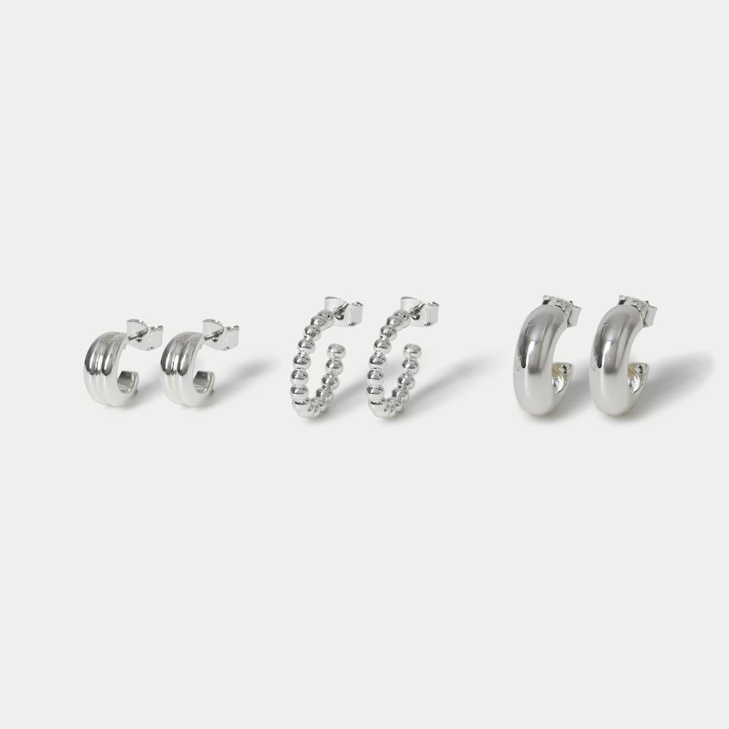M&S Women's 3 Pack Mixed Hoop Multipack - Small-Medium - Silver