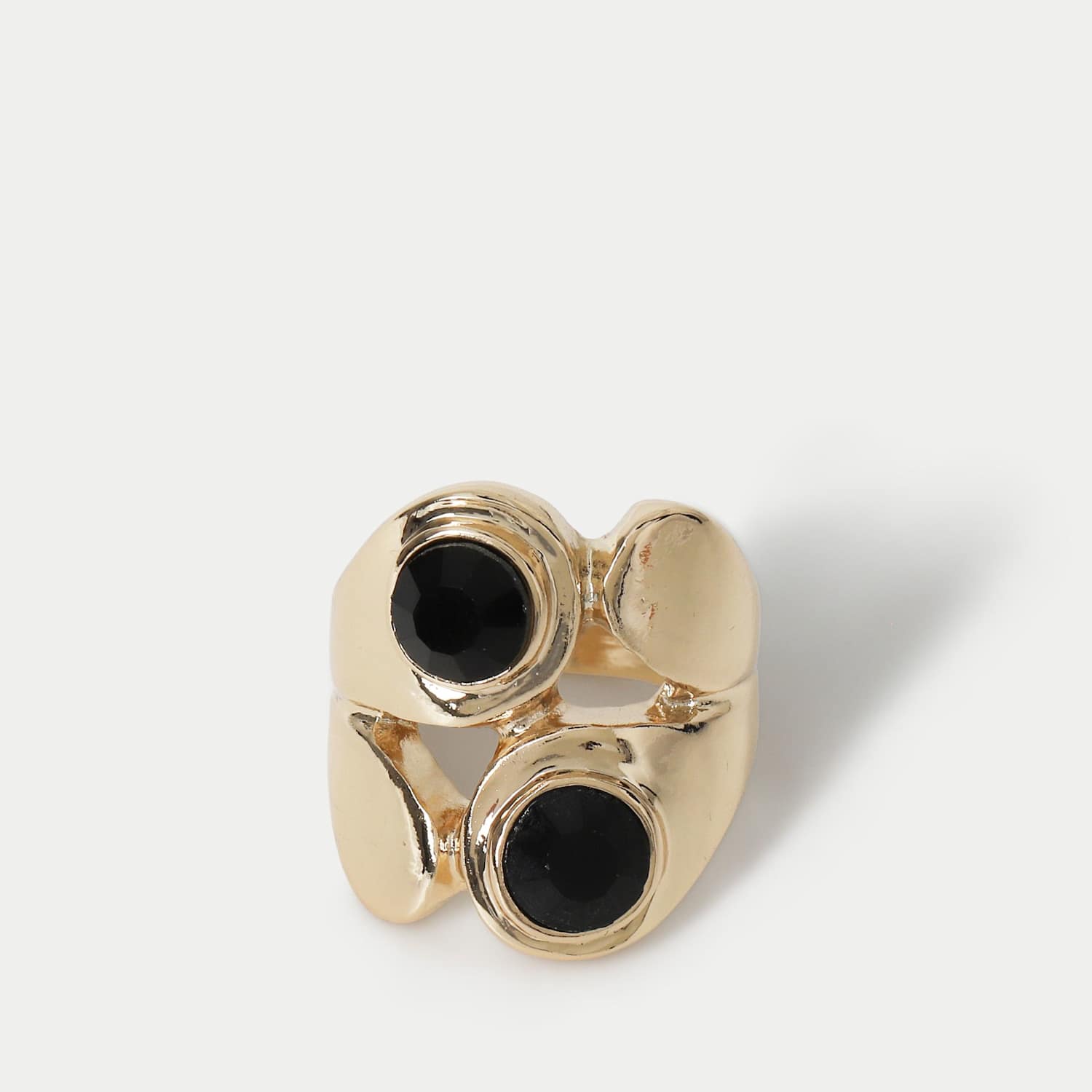 M&S Women's Enamel Detail Ring - Medium-Large - Gold Mix