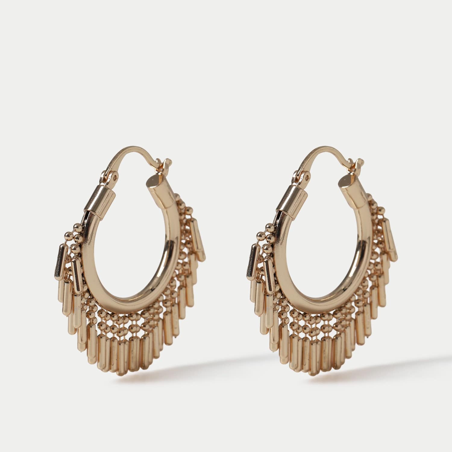 M&S Women's Fringe Hoop Earrings - Small-Medium - Gold
