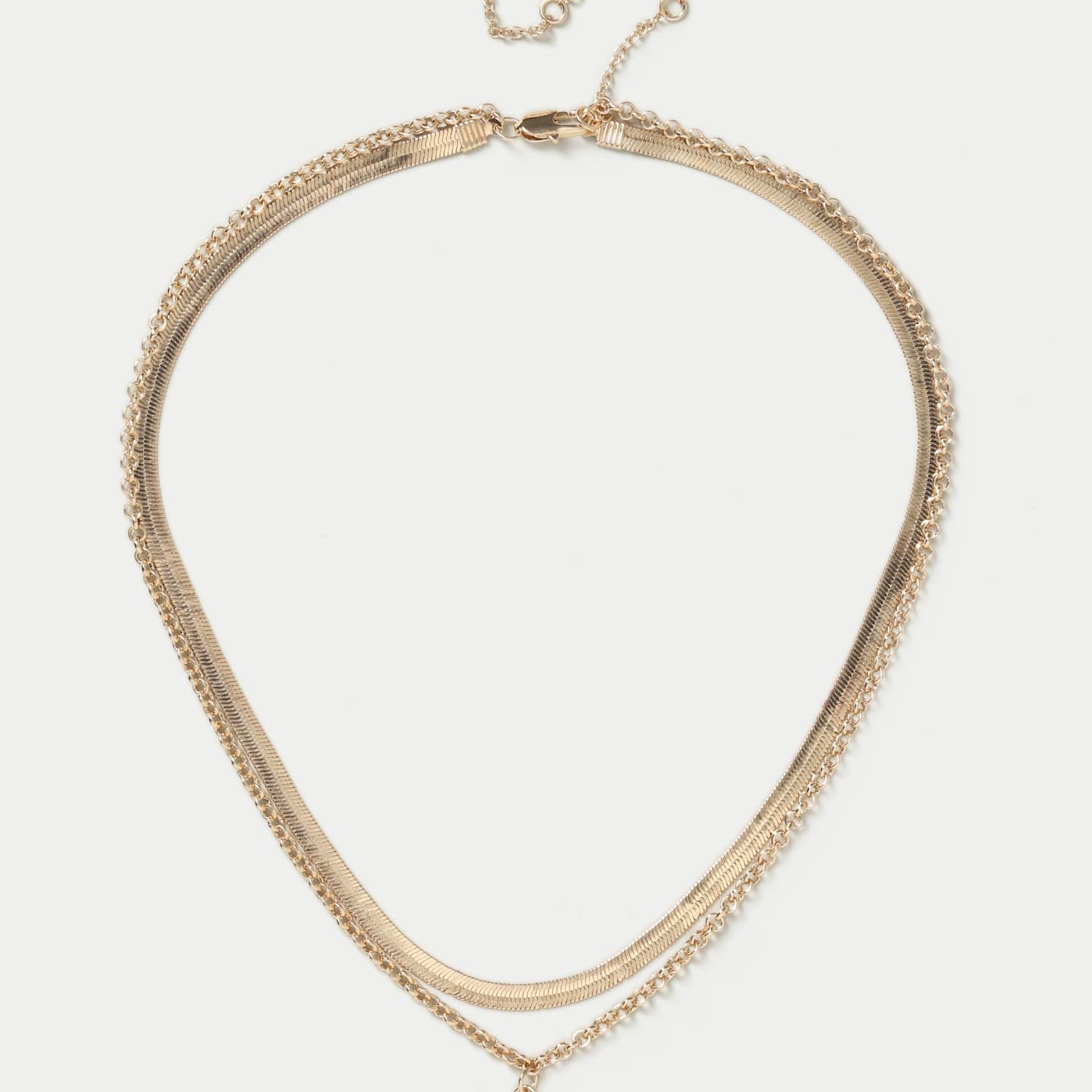 M&S Women's Gold Snake T Bar Multirow Necklace - Small-Medium
