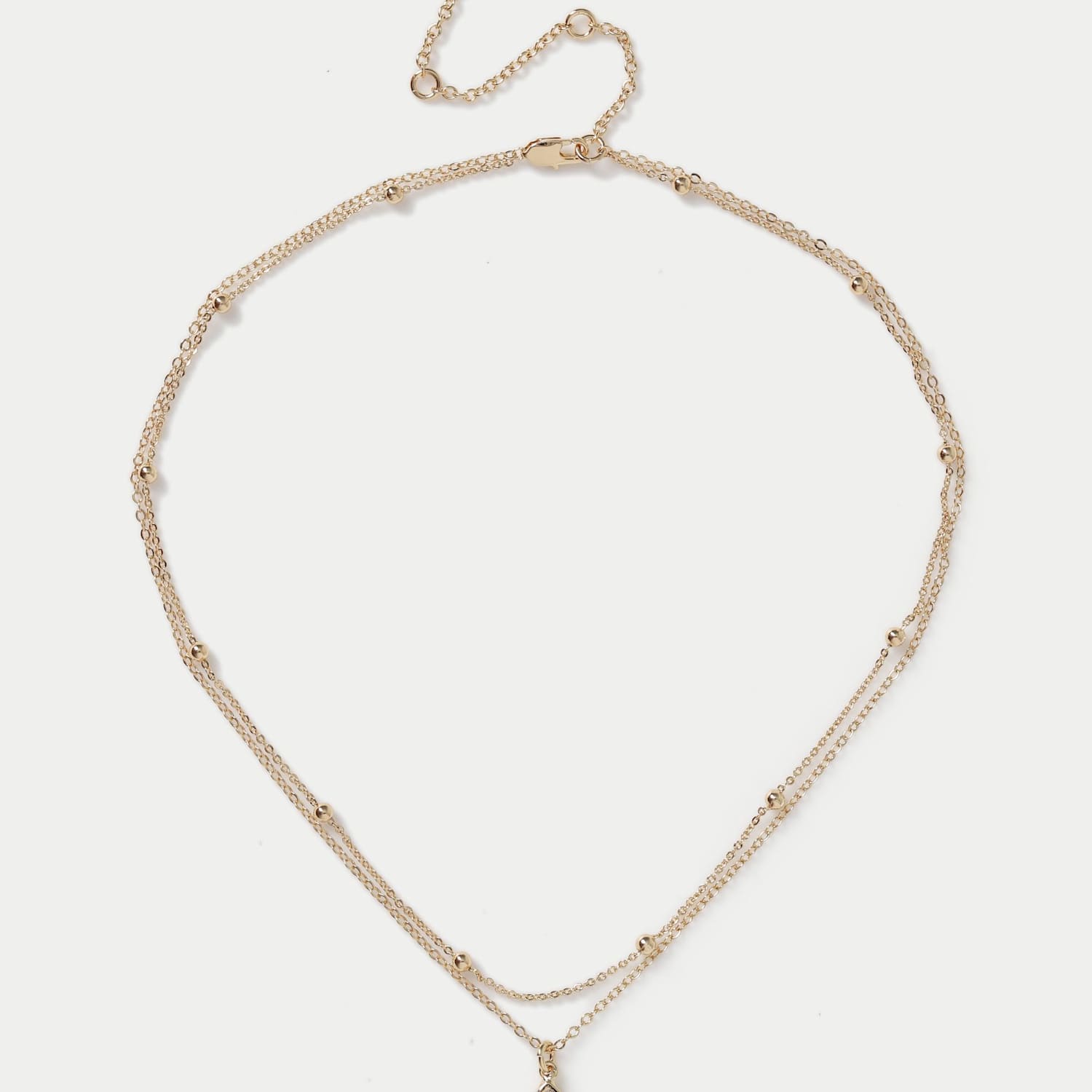 M&S Women's 14ct Gold Plated Drop Multirow Necklace - Small-Medium