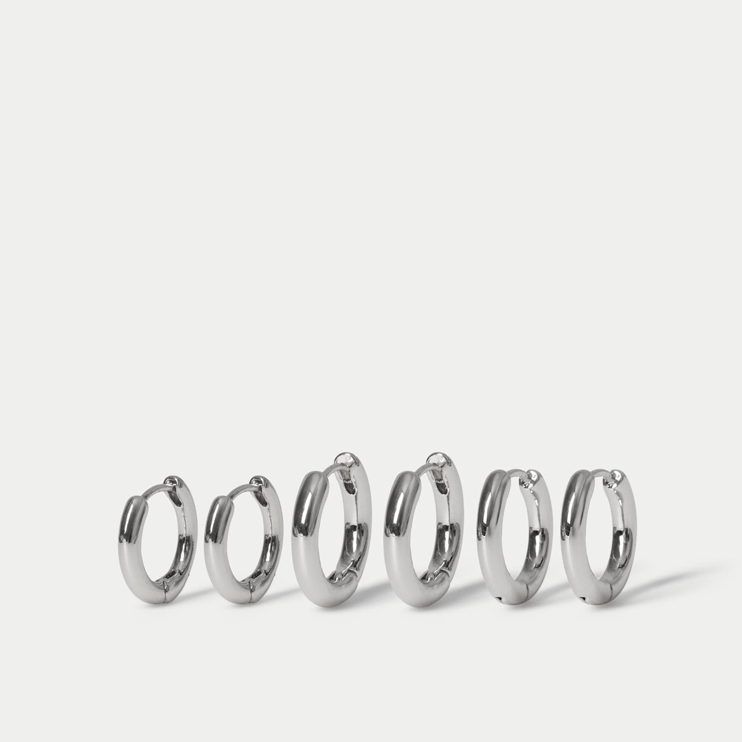 M&S Women's 3 Pack Mini Trio Hoop Earrings - Silver