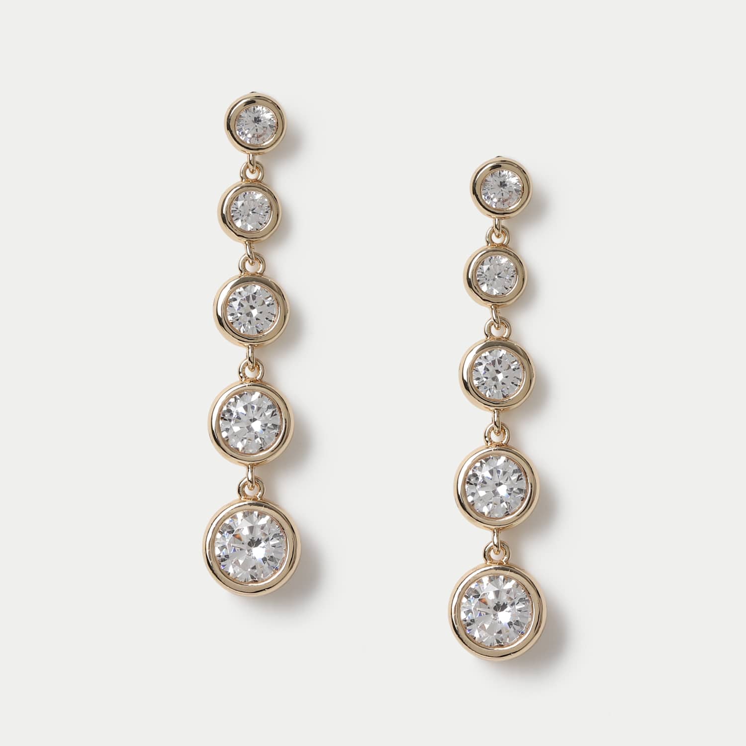 Autograph Women's Cubic Zirconia Graduated Drop Earring - Gold