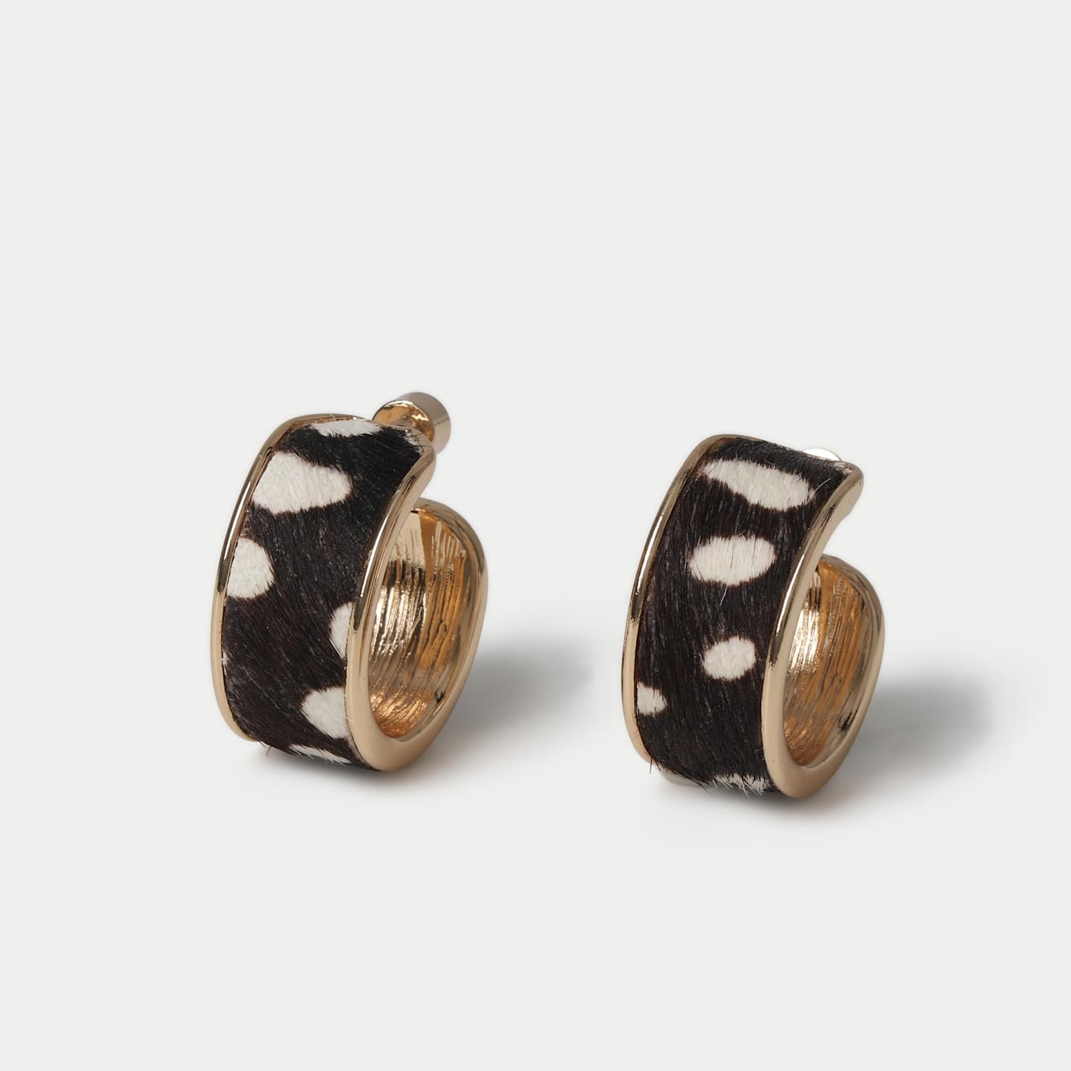 M&S Women's Faux Deer Print Hoop Earrings - Brown Mix