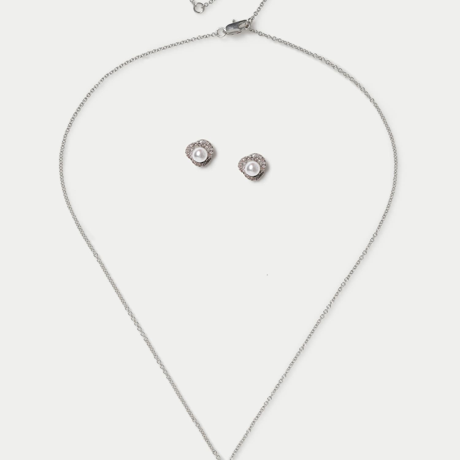 M&S Girls Platinum Plated Necklace and Earring Set - Silver