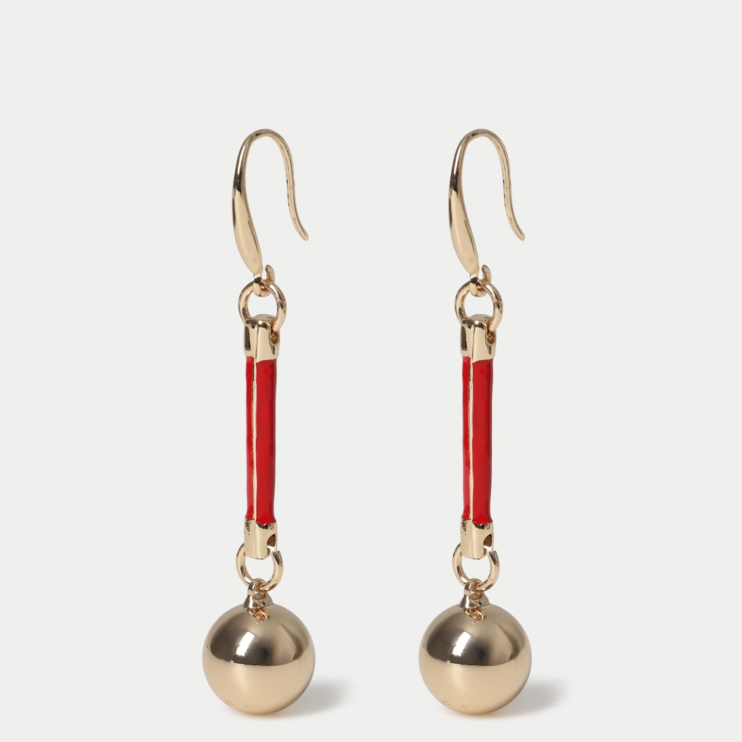 M&S Women's Red Cylinder Stick Drop Earrings - Gold Mix