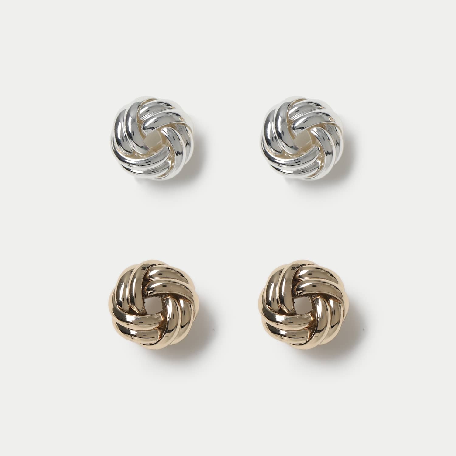 M&S Women's 2 Pack Knot Stud Earrings - Gold Mix