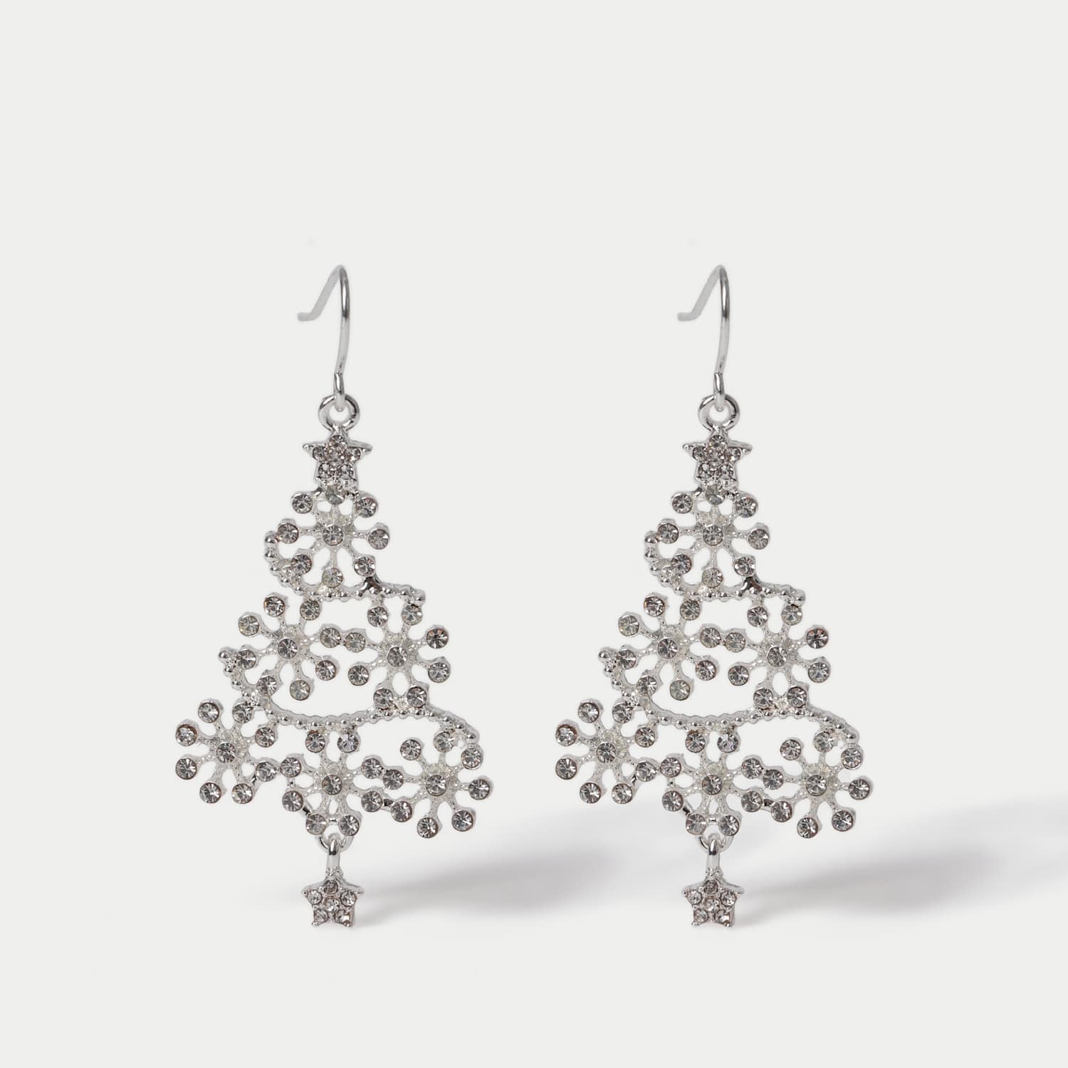 M&S Women's Christmas Crystal Tree Earrings - Silver