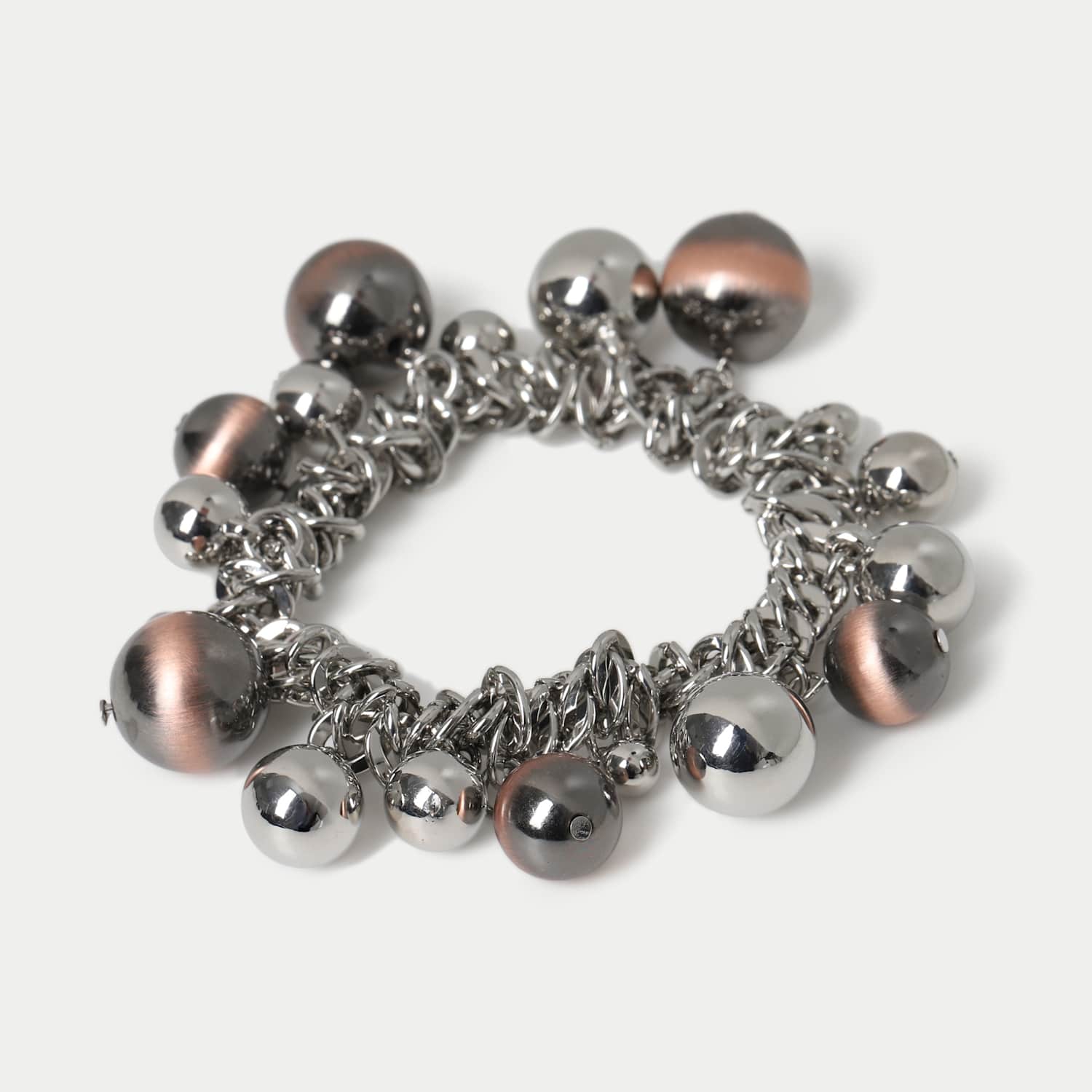 M&S Women's Beaded Cluster Stretch Bracelet - Silver Mix