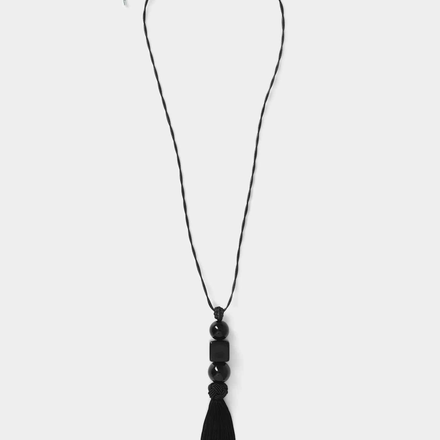 M&S Women's Long Pebble Bead Necklace - Black