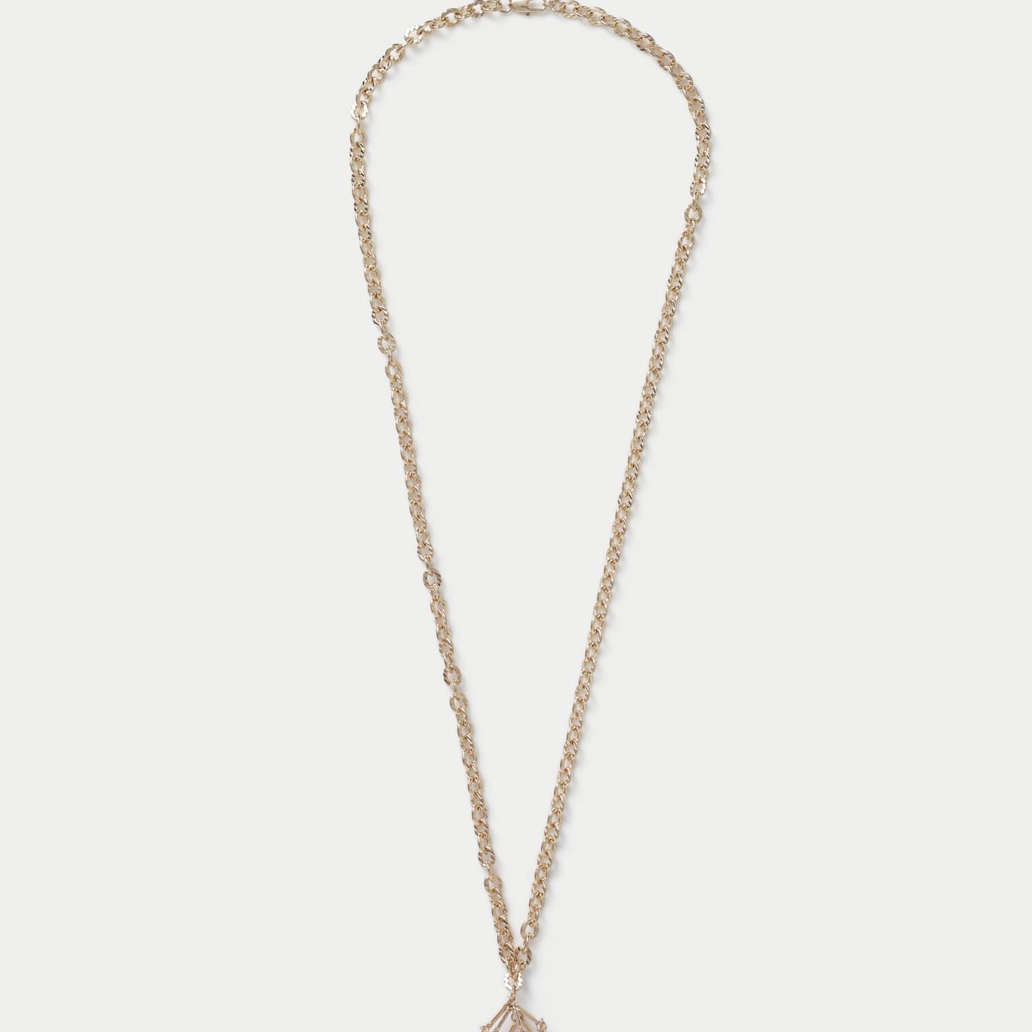 M&S Women's Natural Stone Drop Pendant Necklace - Gold Mix