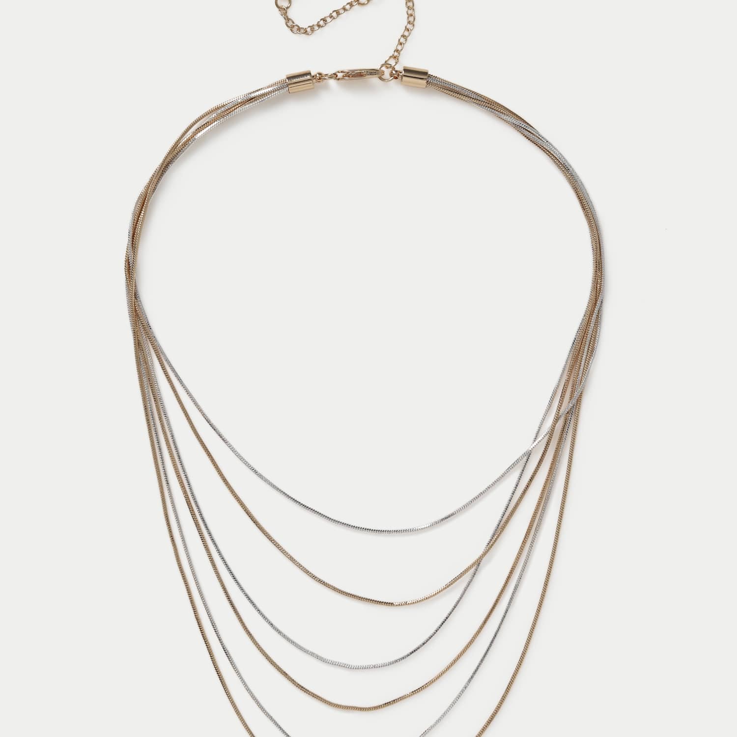 M&S Women's Multirow Snake Chain Necklace - Gold Mix