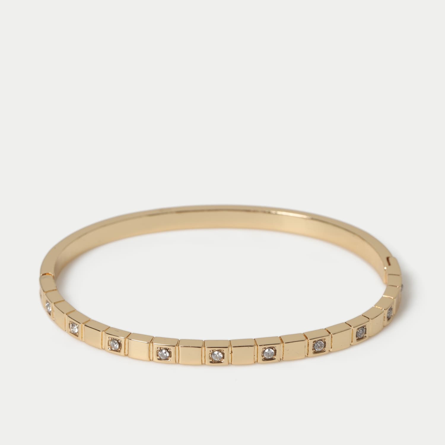 M&S Women's 14ct Gold Plated Crystal Stone Bangle - Gold Mix