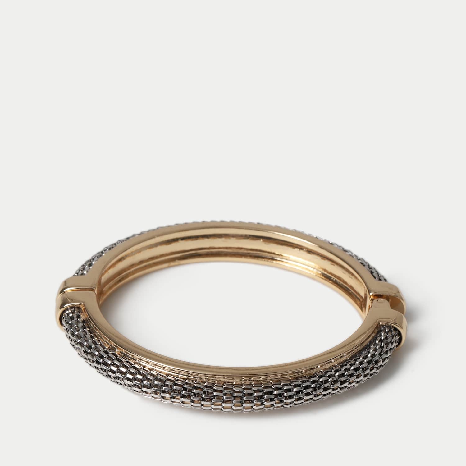 M&S Women's Mixed Metal Engraved Hinged Bangle - Gold Mix