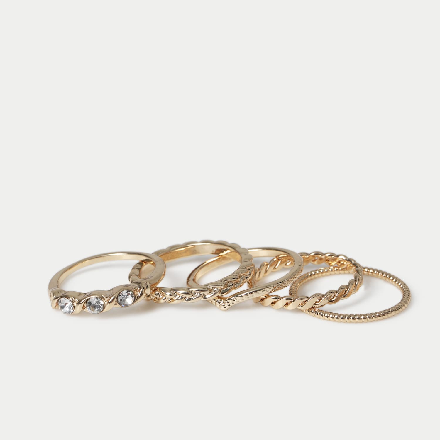 M&S Women's 3 Pack Gold Tone Ring Set - Medium-Large