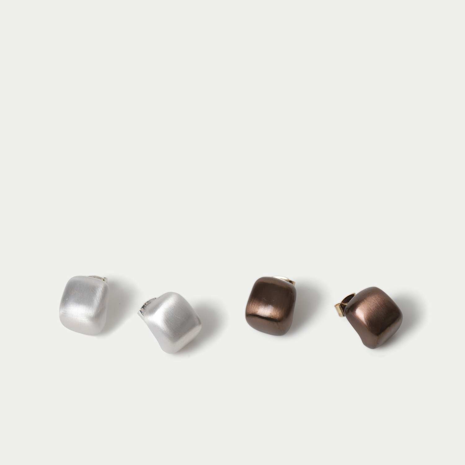 M&S Women's 2 Pack Brushed Square Stud Earrings - White Mix