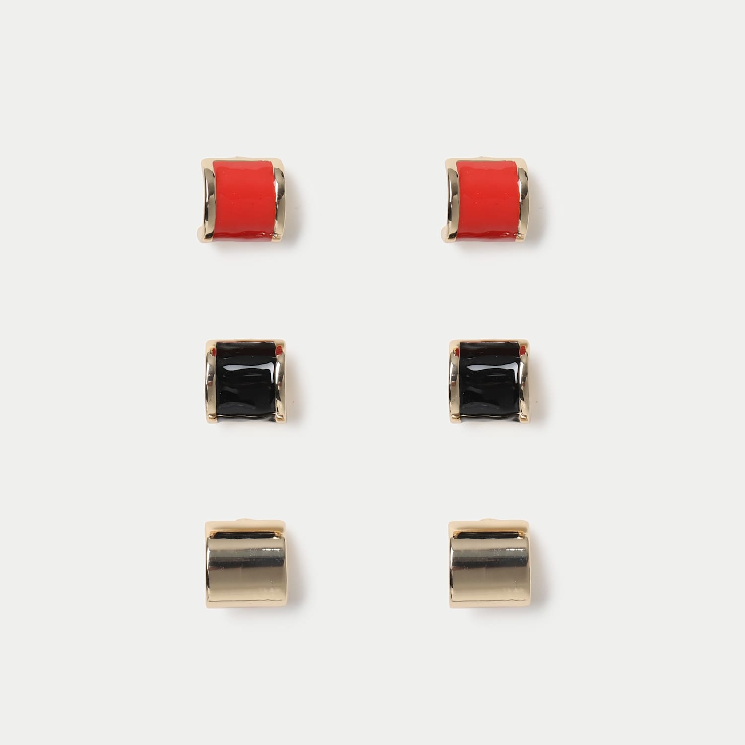 M&S Women's 3 Pack Square Stud Earrings - Multi