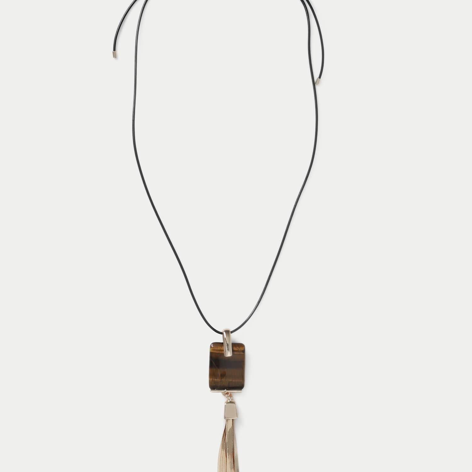 Autograph Women's Natural Stone Tassel Necklace - Brown