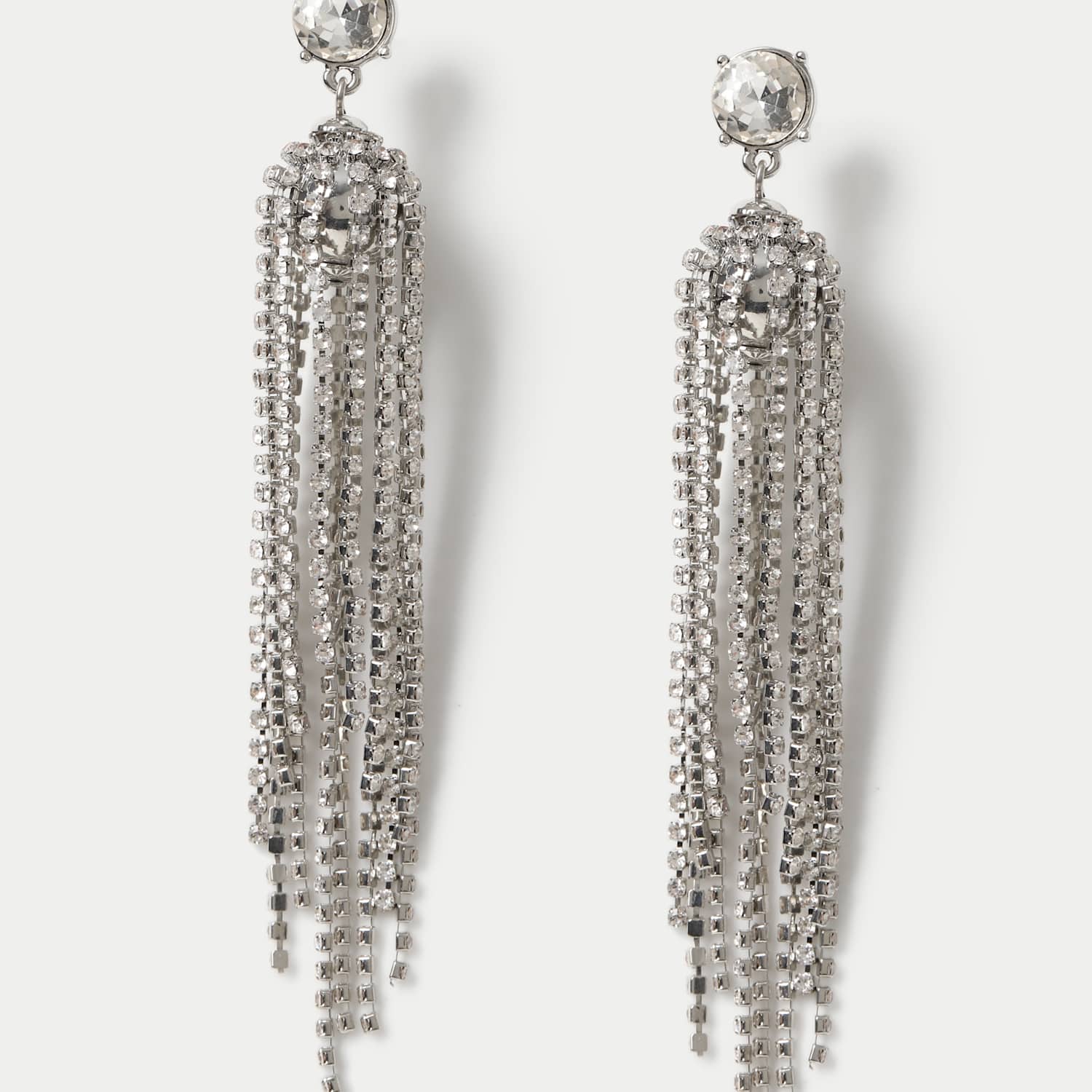 M&S Women's BC Statement Cupchain Ball Drop Earrings - Silver