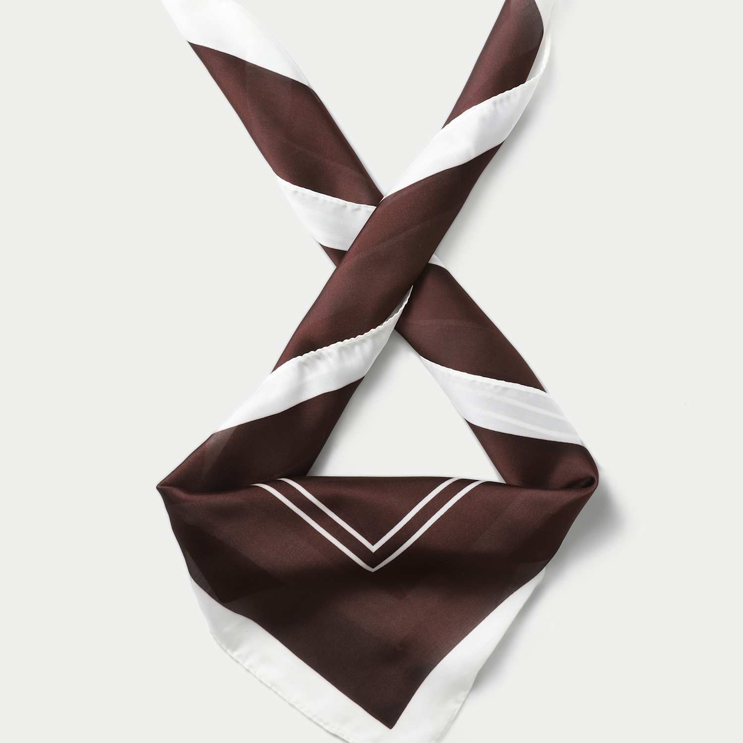 M&S Women's Satin Brown Geo Print Scarf - Brown Mix