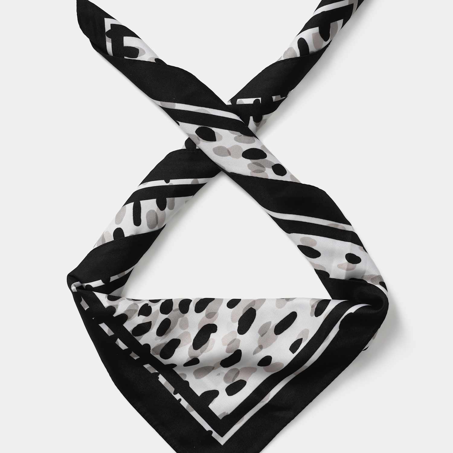 M&S Women's Textured Satin Dalmation Scarf - Black Mix