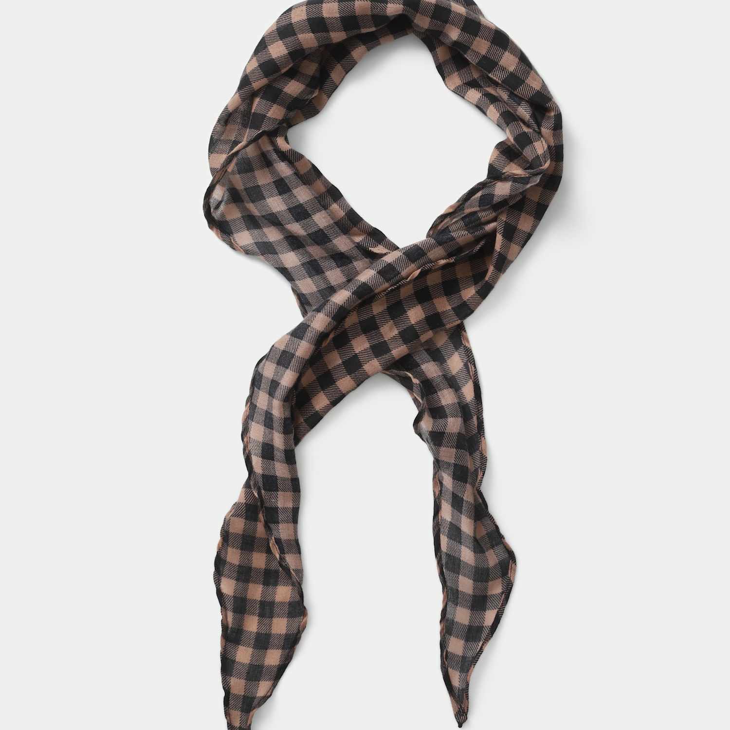 M&S Women's Warm Small Check Edged Scarf - Orange Mix