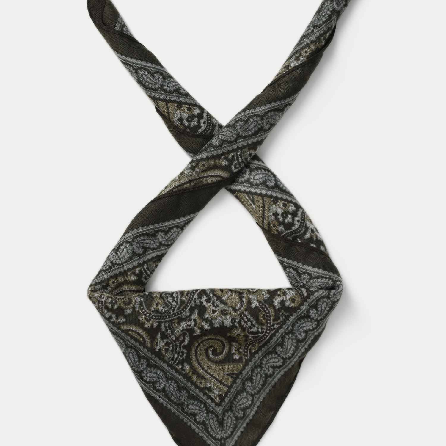 M&S Women's Warm Handle Green Paisley Scarf - Green Mix