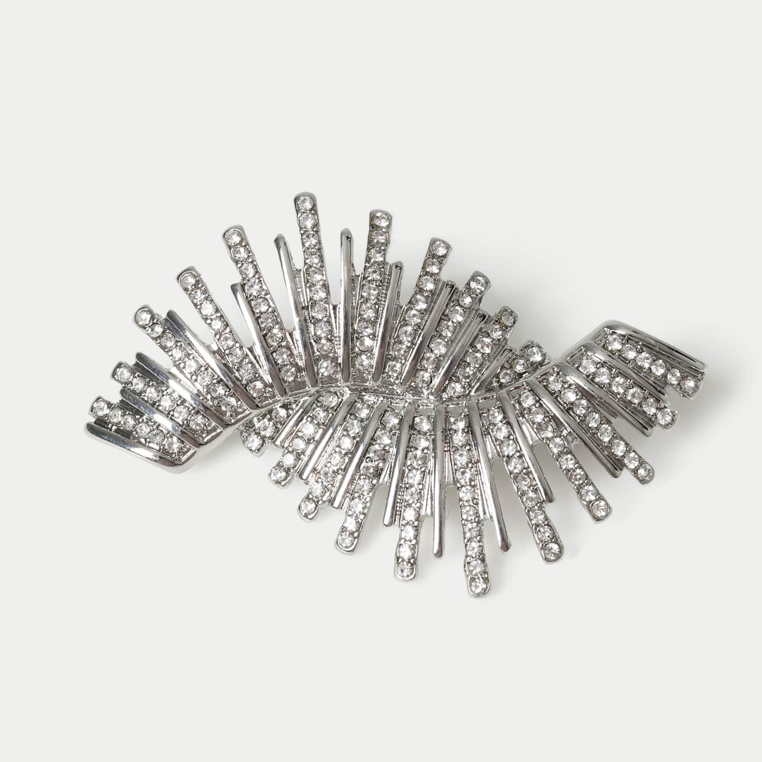 M&S Women's Textured Rhodium Brooch - Silver